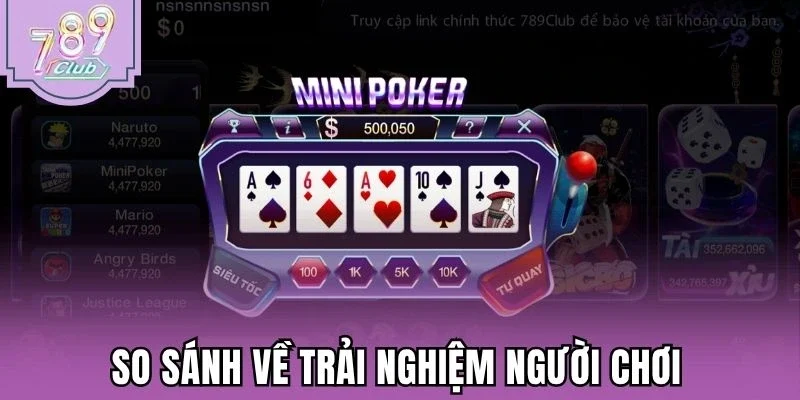 So sánh về trải nghiệm người chơi