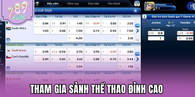 Tham gia sảnh thể thao đỉnh cao