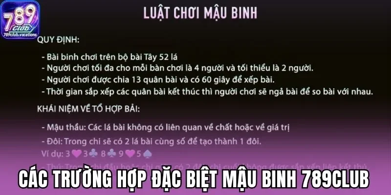Các trường hợp đặc biệt khi tính thắng thua Mậu Binh 789Club