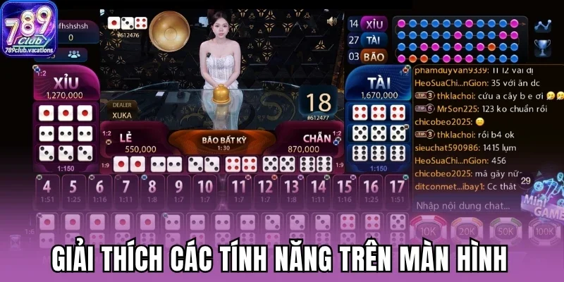 Giải thích các tính năng trên màn hình