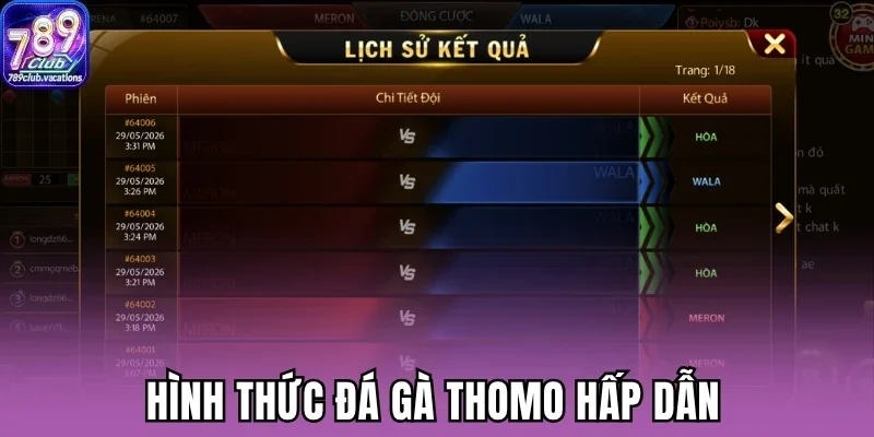 Hình thức đá gà Thomo hấp dẫn
