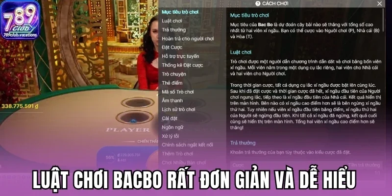 Luật chơi bacbo rất đơn giản và dễ hiểu